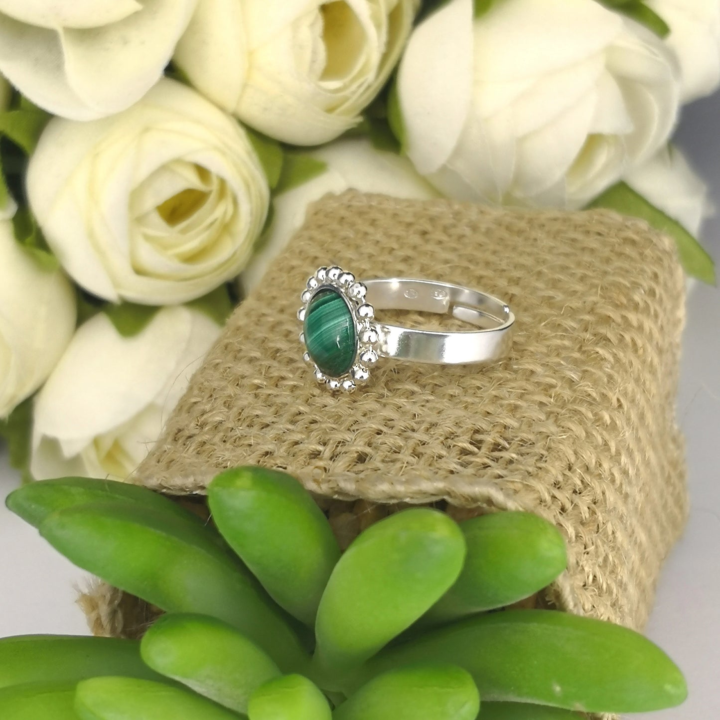 bague en malachite et argent