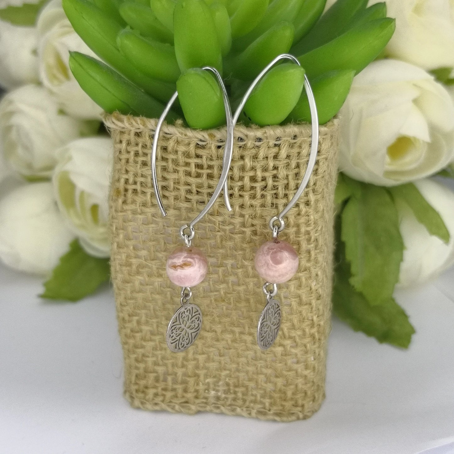 boucle d'oreille rhodochrosite