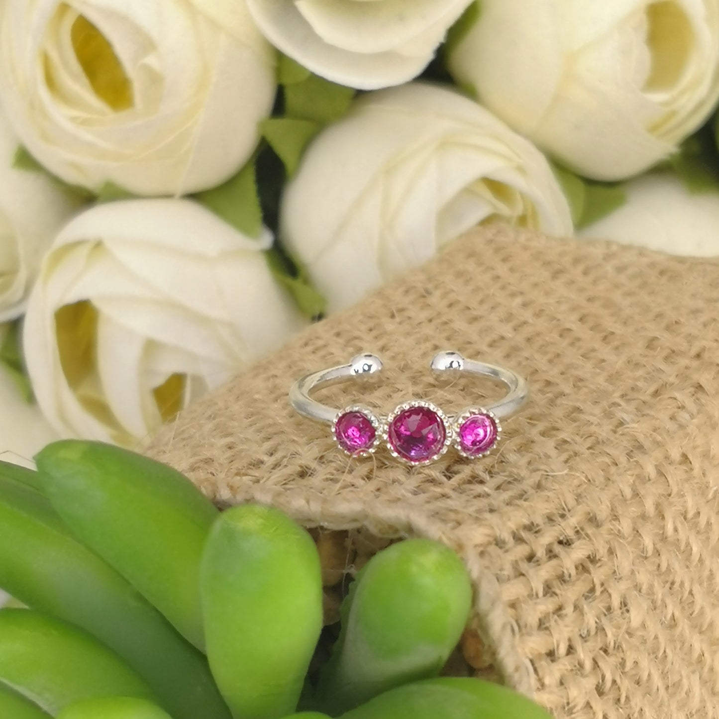 bague argent 925 et cristal rose